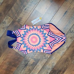 NWT Cat & Jack Blue and Pink One Piece Swimsuit, Size Medium 7/8